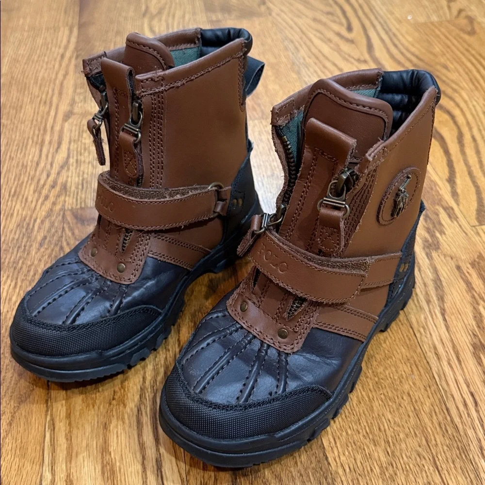 Polo Ralph Lauren Conquered Hi Boots. Size 1. Chocolate/Tan Leather. Like New.